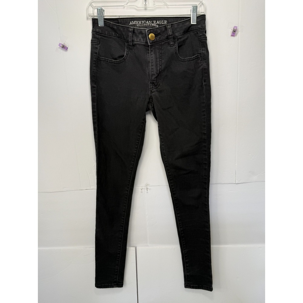 American Eagle Dark Wash Black Womens Size 6 Super Super Stretch Hi Rise Jegging